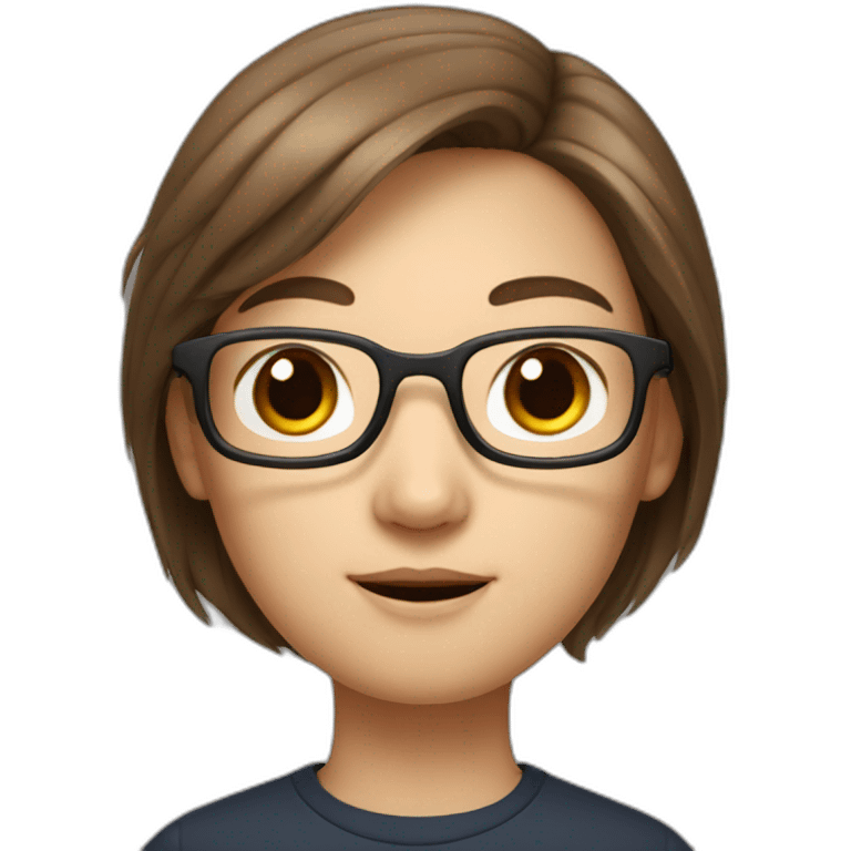 Tim cook with a brown hair Korean girl with eyeglasses emoji