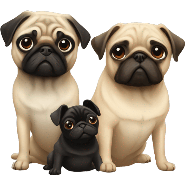 a pug couple, a beige pug and a black pug emoji