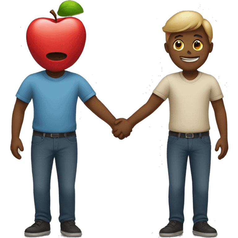 two apple holding hands emoji