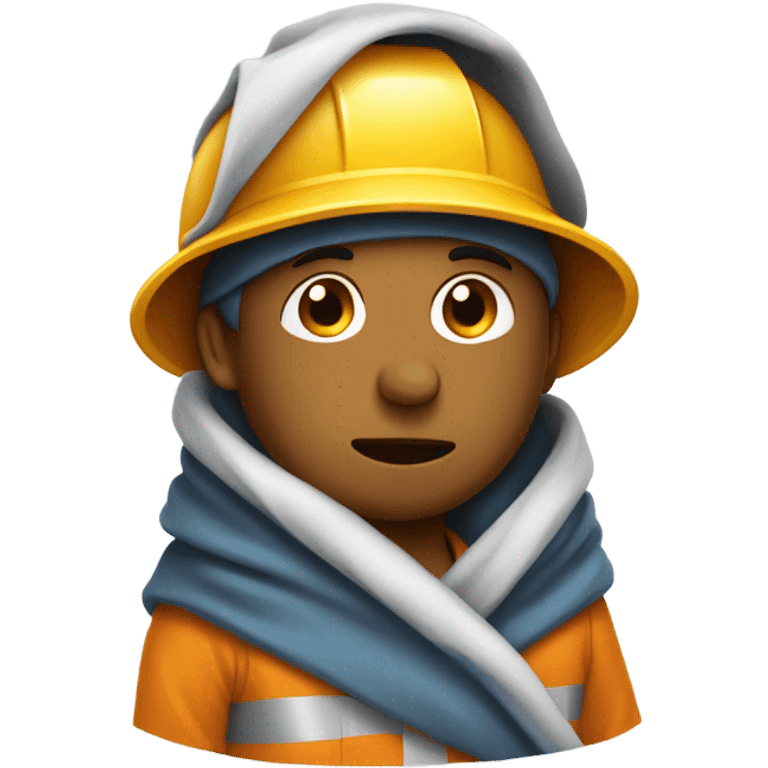 construction man wrapped in a blanket cold emoji