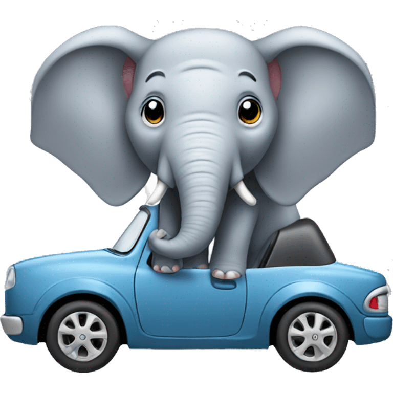 Elephant with car emoji