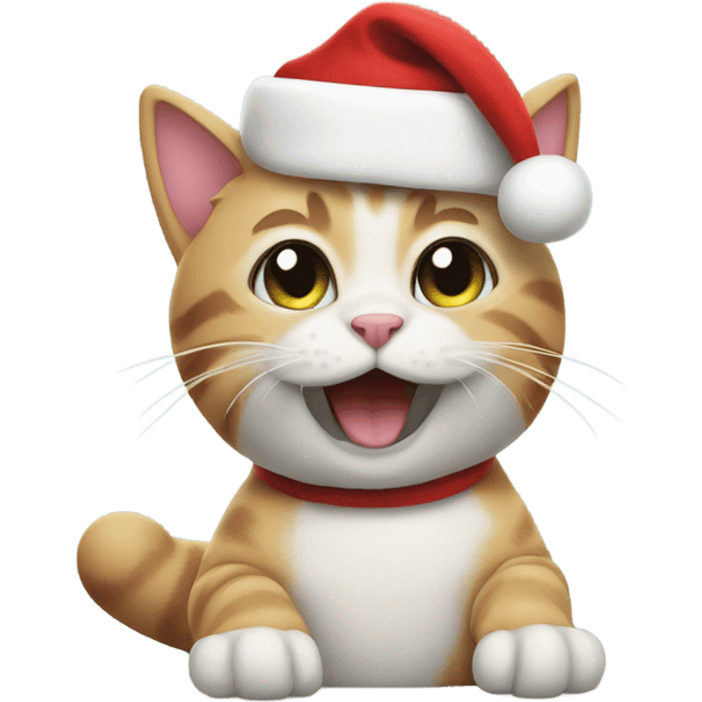 Cat dressed as santa giving thumbs up emoji