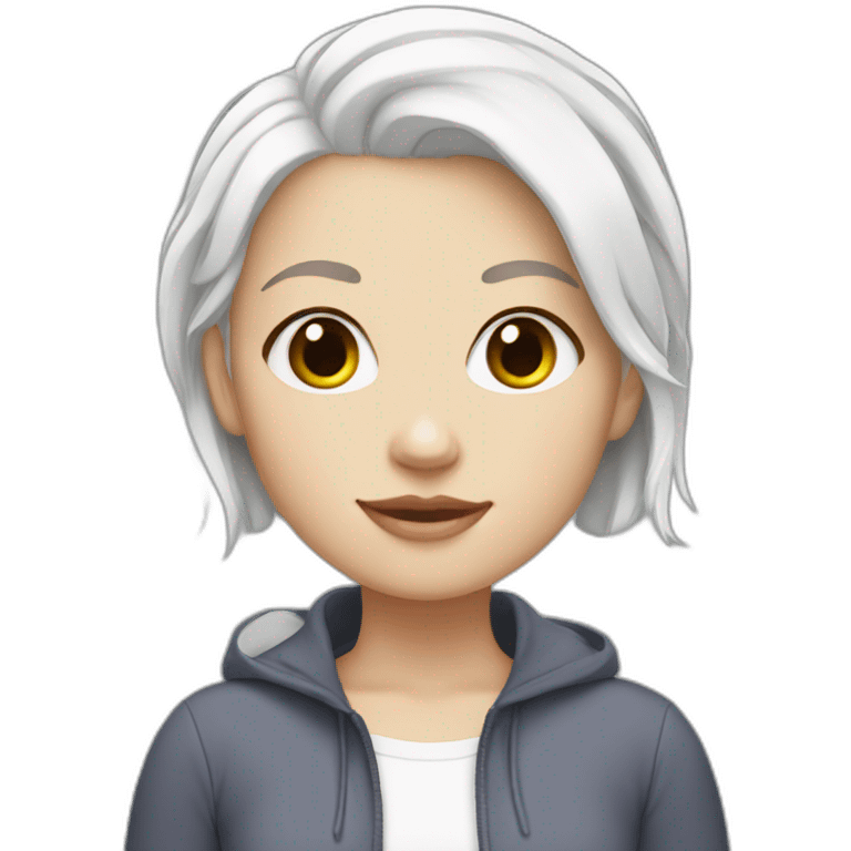 White Girl with a short white hair emoji