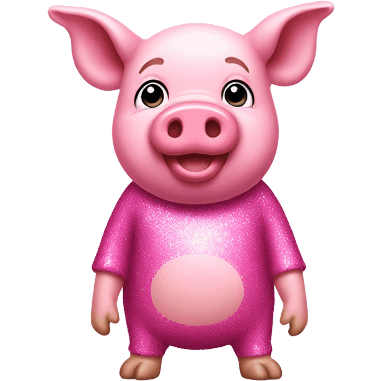 Pink full body pig with glitter emoji