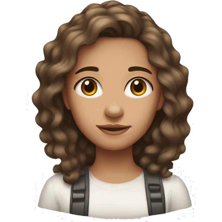 15 year old girl with brown wavy hair, brown eyes, white-tan skin emoji