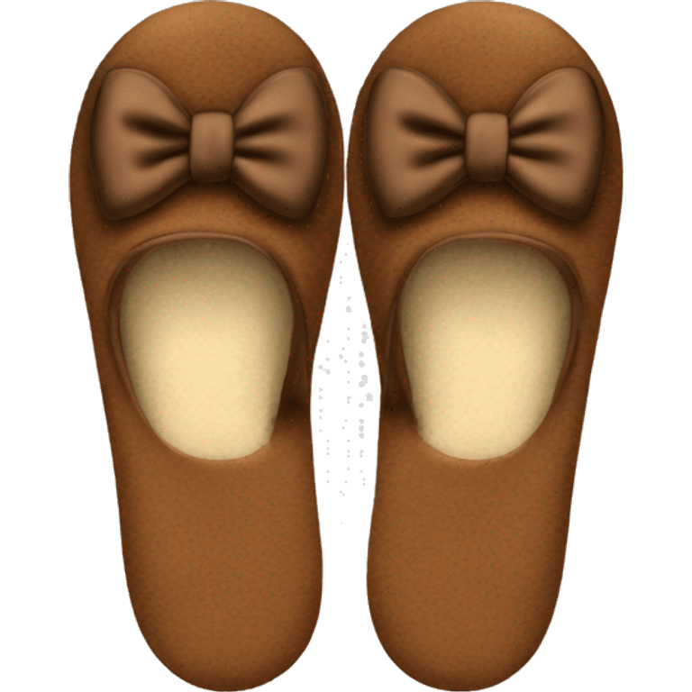 brown bath slipper with bows emoji