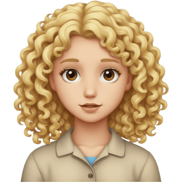 blonde teen girl with curly hair emoji