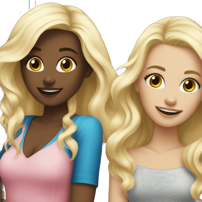 blonde and brunette girls at a party emoji