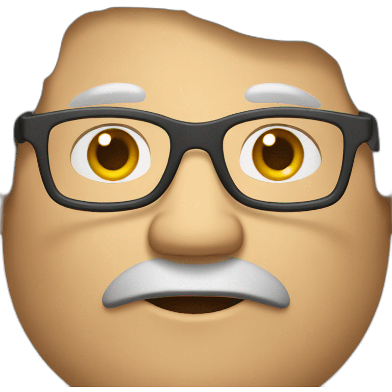 fat man with gray hair wearing prescription glasses emoji