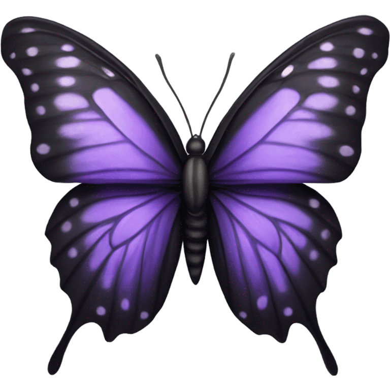 Black butterfly , with silver, a little of purple, realistic  emoji