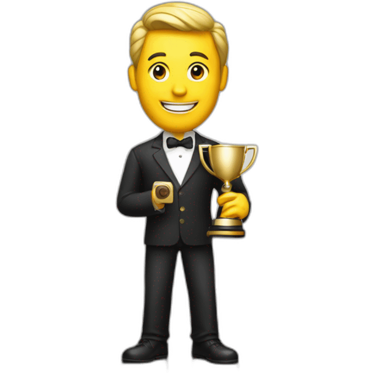 television game show host holding a trophy emoji