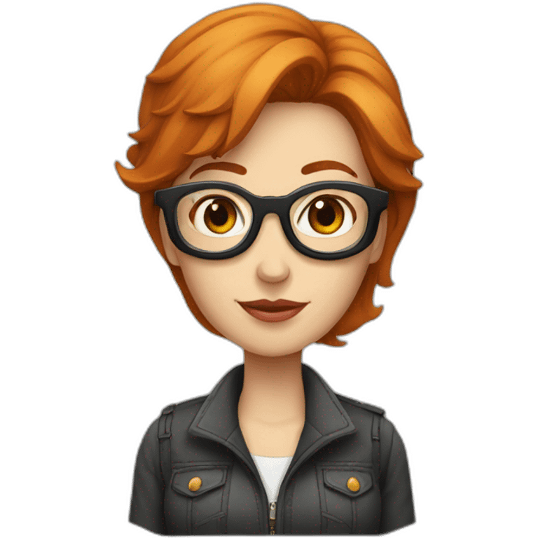 femme rousse mechante lunette emoji