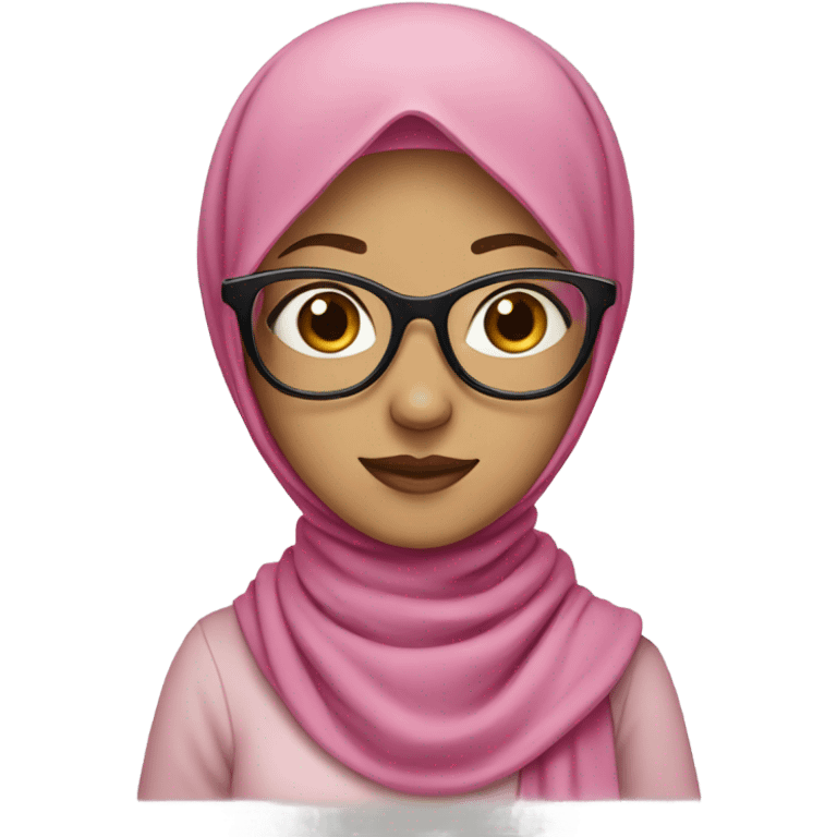 girl in a pink hijab with fair skin and transparent glasses emoji