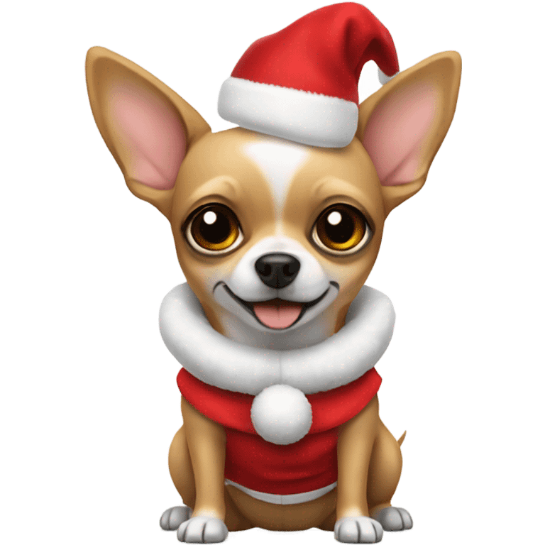 Chihuahua dog with a Santa dress emoji