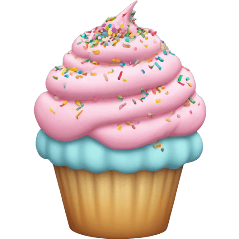 pastel pink cupcake, with colorful sprinkles on it emoji