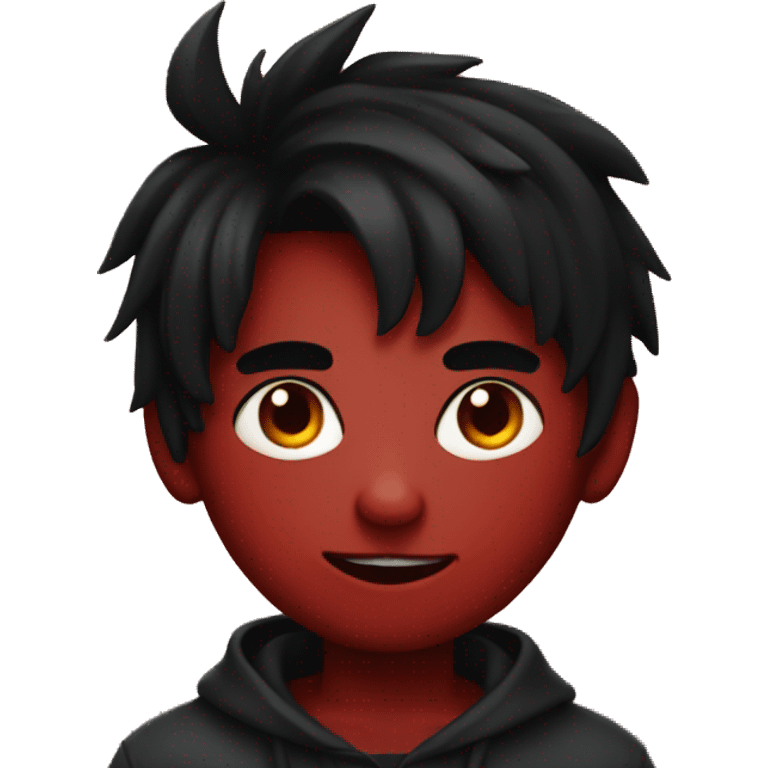 detailed dark red demon young boy with black hair emoji