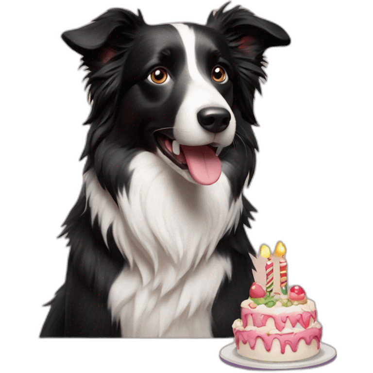 border collie with birthday cake emoji