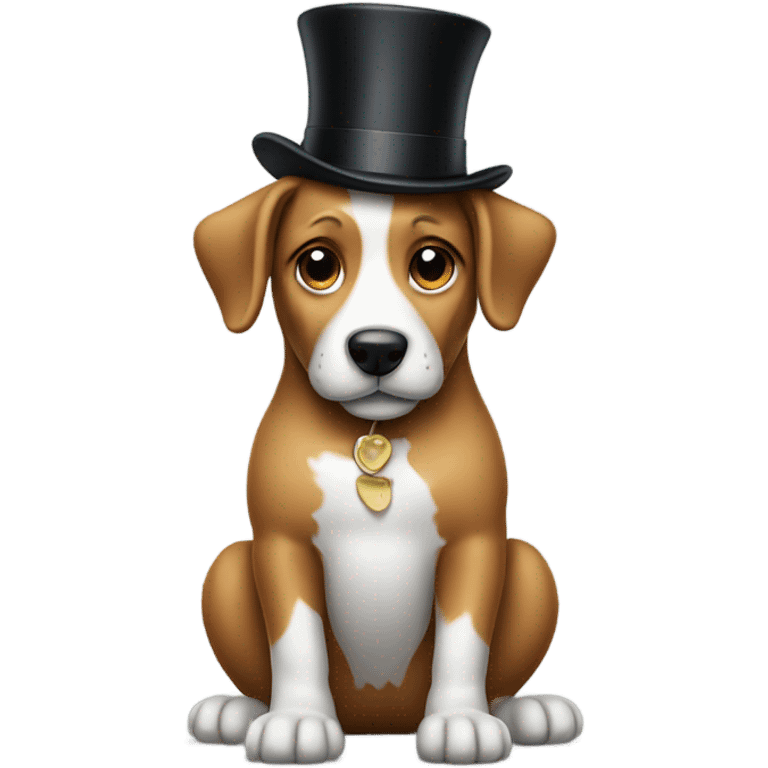 Dog wearing a top hat emoji