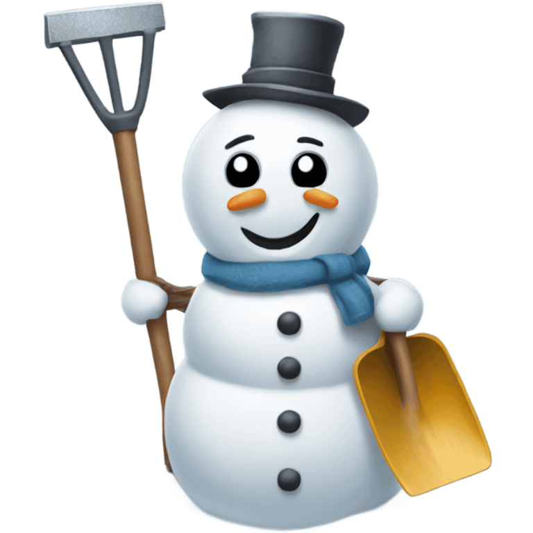 Snowman holding shovel  emoji