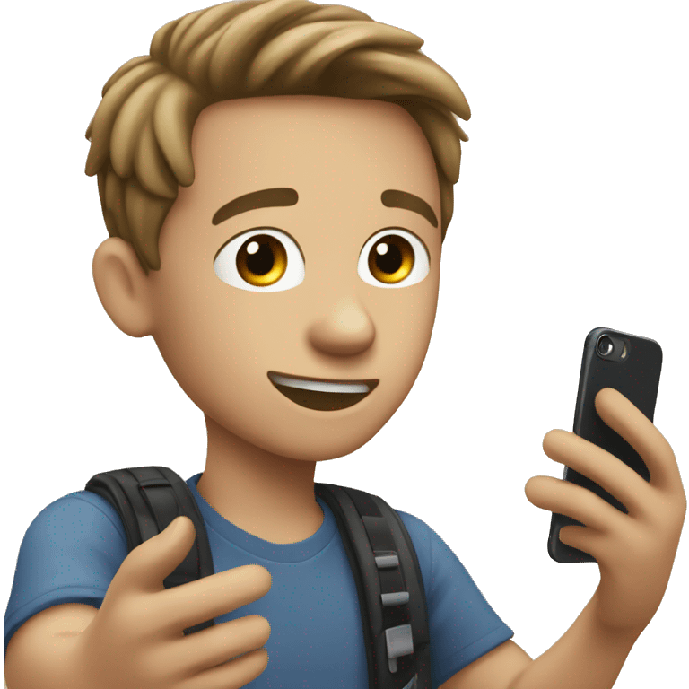 boy taking selfie with iphone emoji