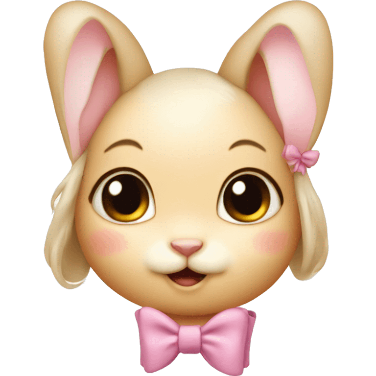 Baby bunny with coquette bow on ear emoji