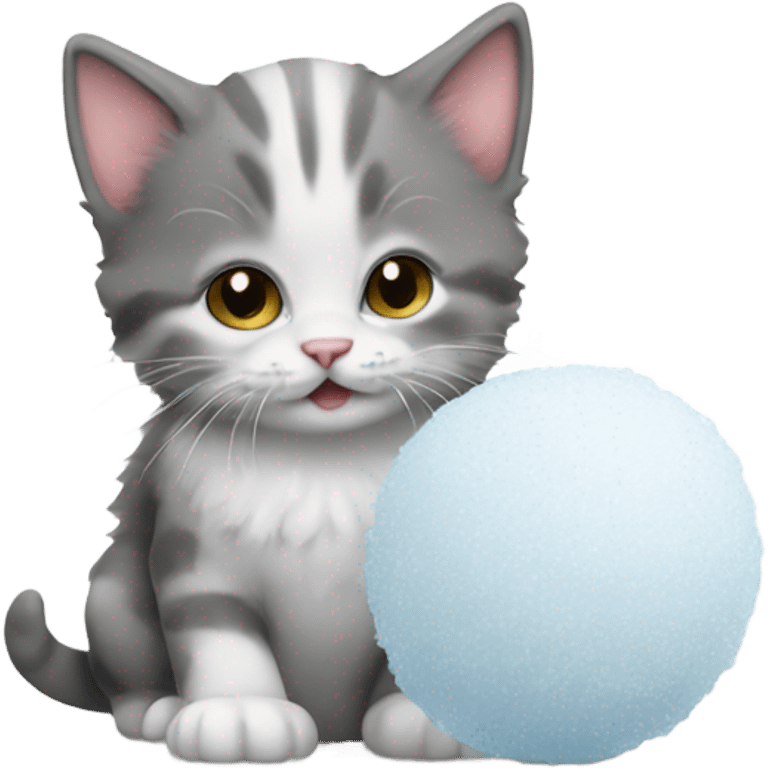 kitten with snowball emoji