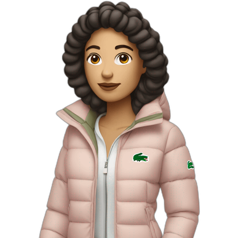 latina woman using Lacoste puffer jacket emoji