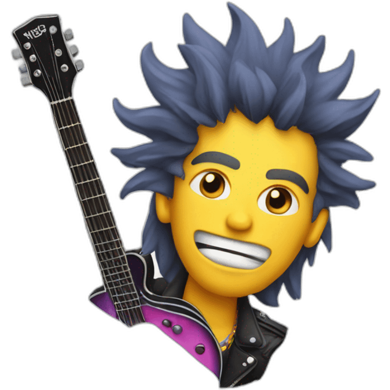 rocker with guitar and punky colorful crest hair  emoji