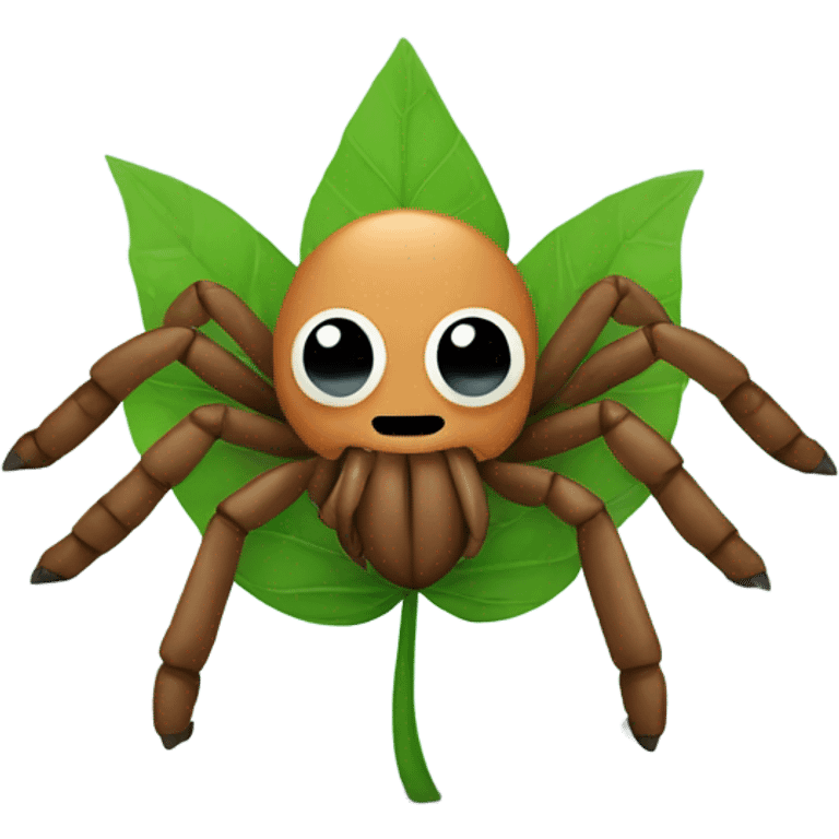 tarantula holding green leaf emoji