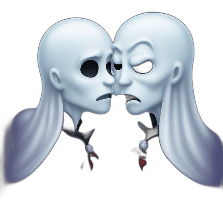 Male Ghost kissing Male vampire emoji