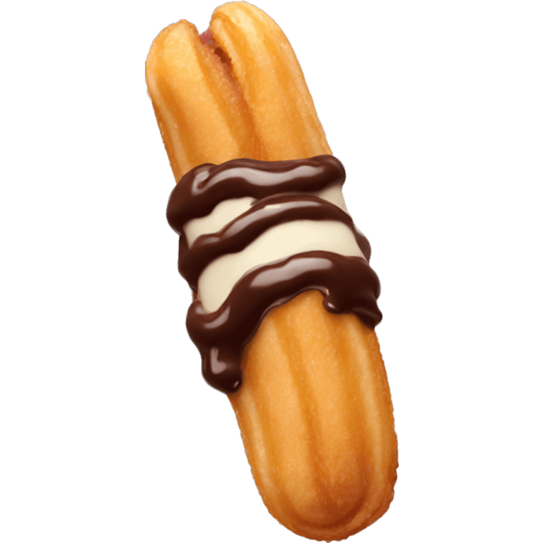 Churro with chocolate dipped tip emoji