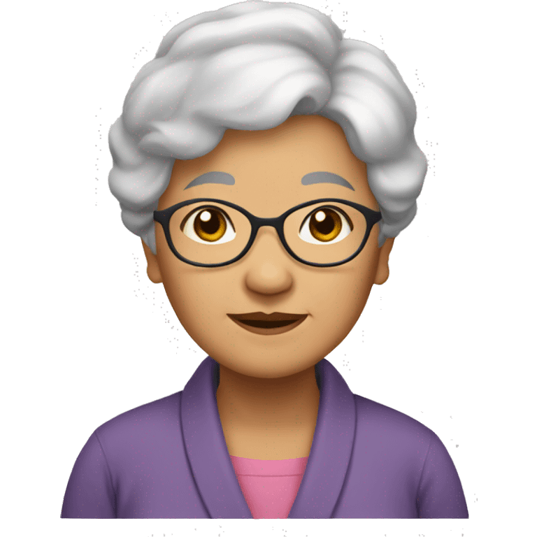 Asian Grandma black hair with love emoji