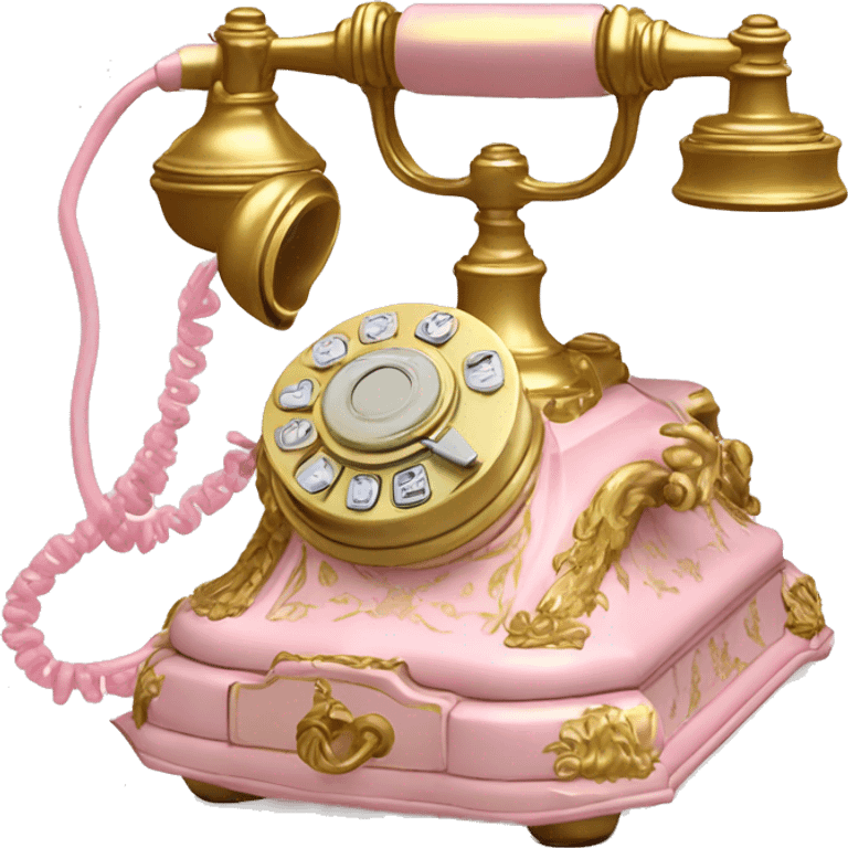 Vintage rococo Phone gold and light pink emoji