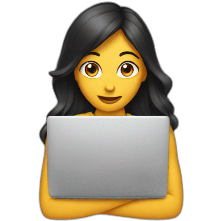 woman hiding behind a laptop emoji