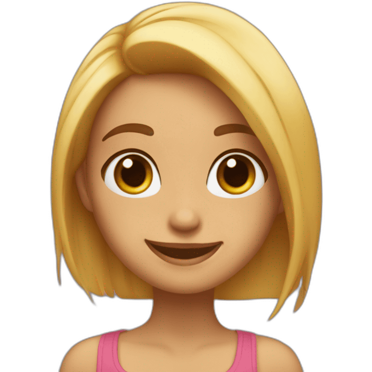 Chica morena con pelo largo y ojos miel sonriendo emoji