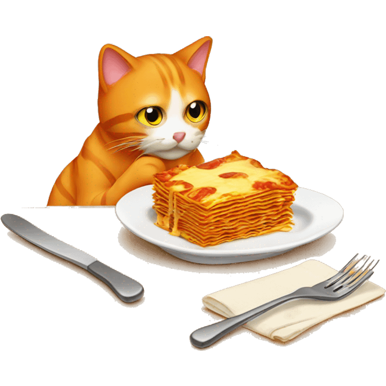 Orange cat eating lasagna emoji