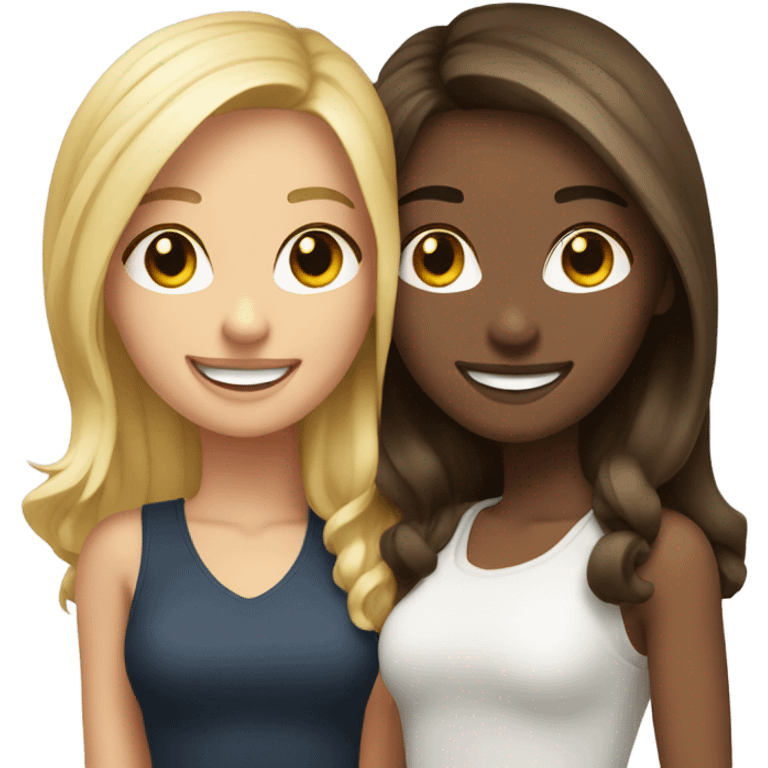 Blonde and brunette best friends emoji