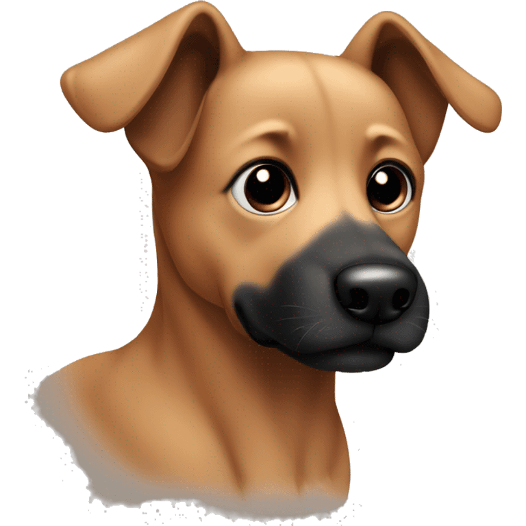 cute brown dog with black nose and black eyes  emoji