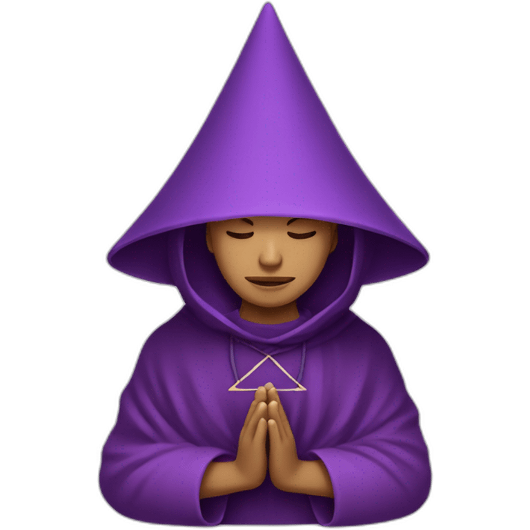 a purple monk praying with a triangular hood style hat from ancient guatemala emoji