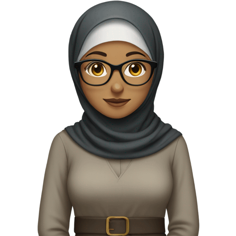 Hijabi girl wearing glasses in a long modest dress emoji