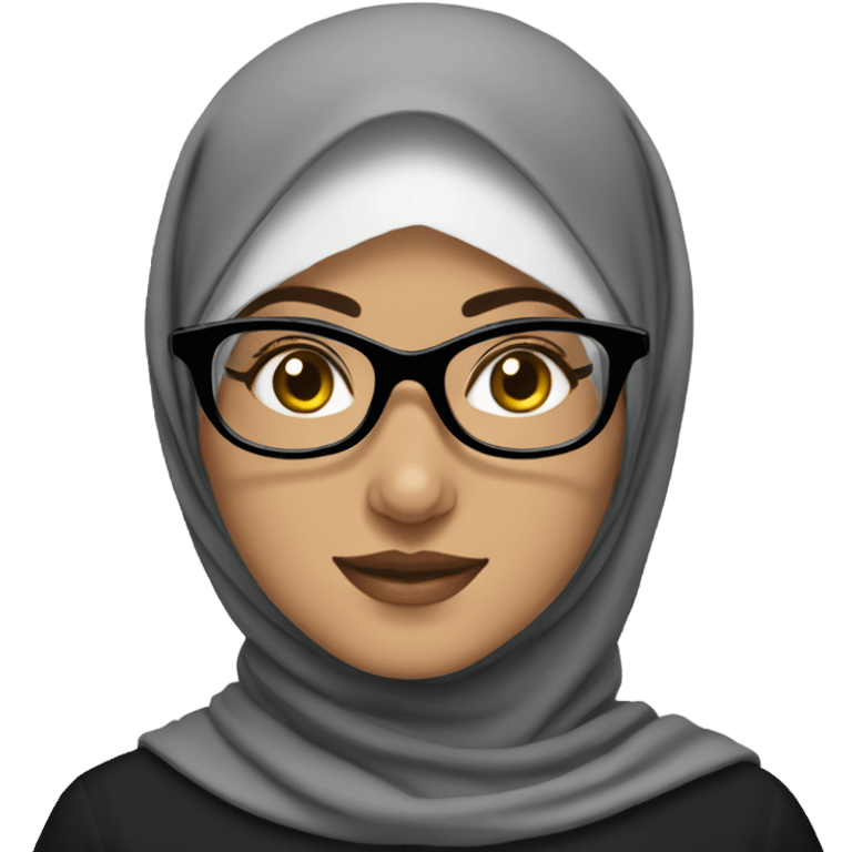 Arab Hijabi girl with clear glasses and black hijab emoji