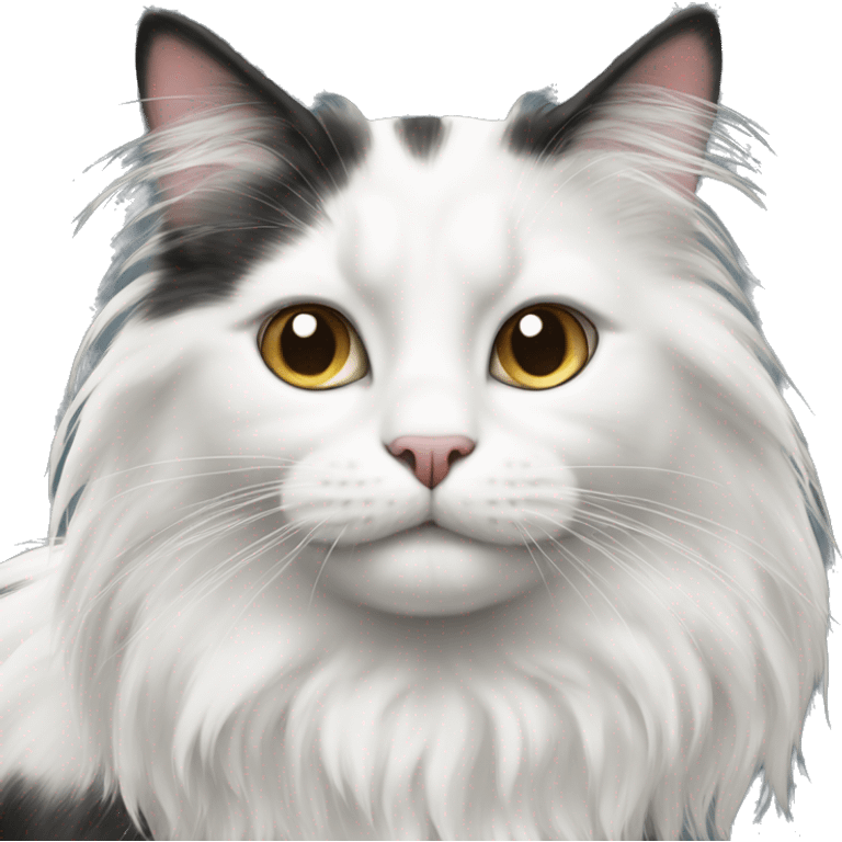 black-and-white cat domestic long-haired emoji