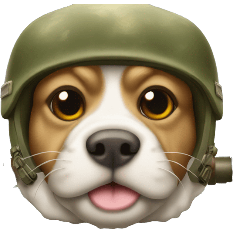 A toad having a race with a dog as a soldier in a tank shaped as a plane emoji