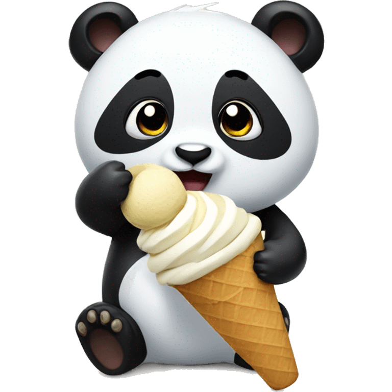 Panda eating ice cream emoji