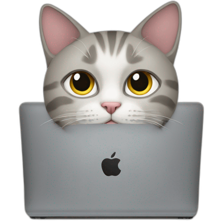 a cat with a cathat on computer emoji