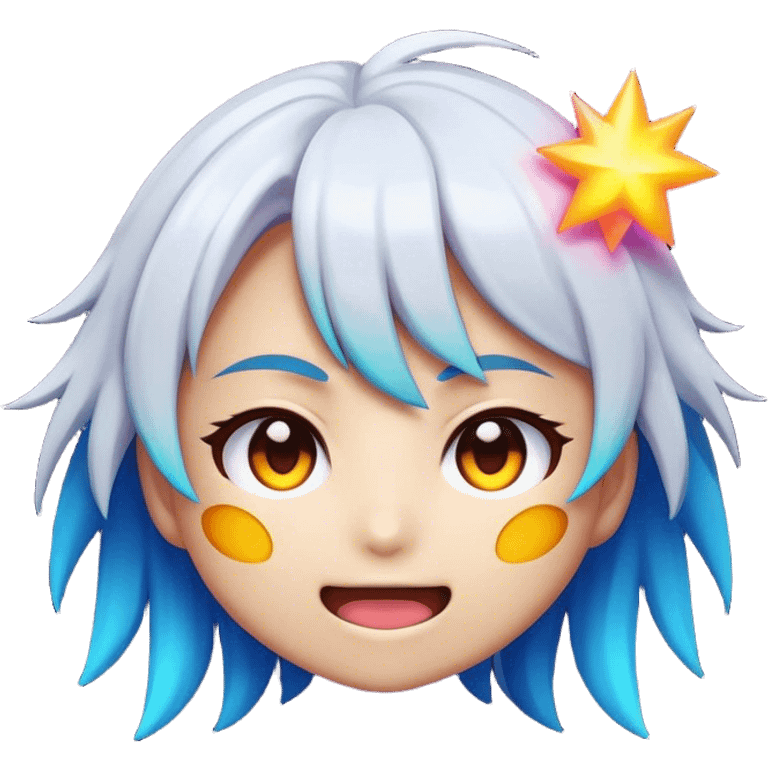 Cinematic Realistic Anime Pop Culture Emoji, featuring a dynamic, stylized portrayal of iconic anime characters rendered with vibrant textures and energetic, colorful lighting. emoji