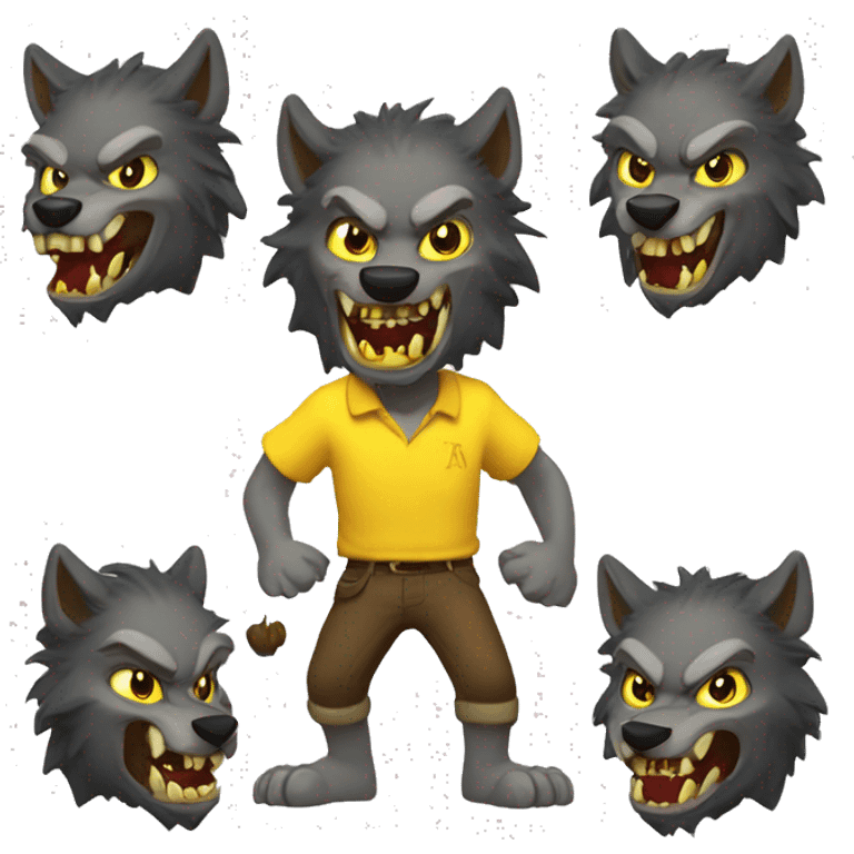 werewolf with a yellow inscription MOVE ,  emoji