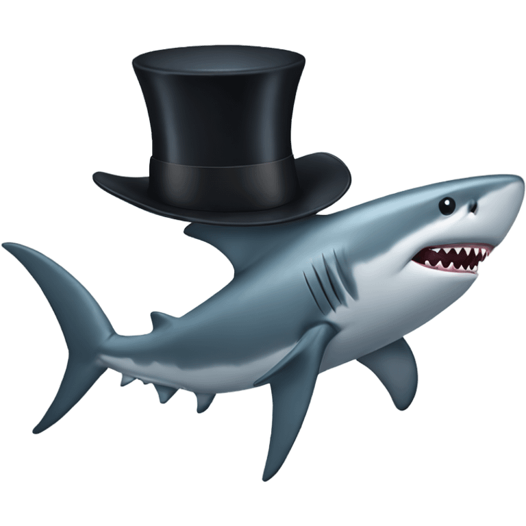 Shark with a top hat emoji