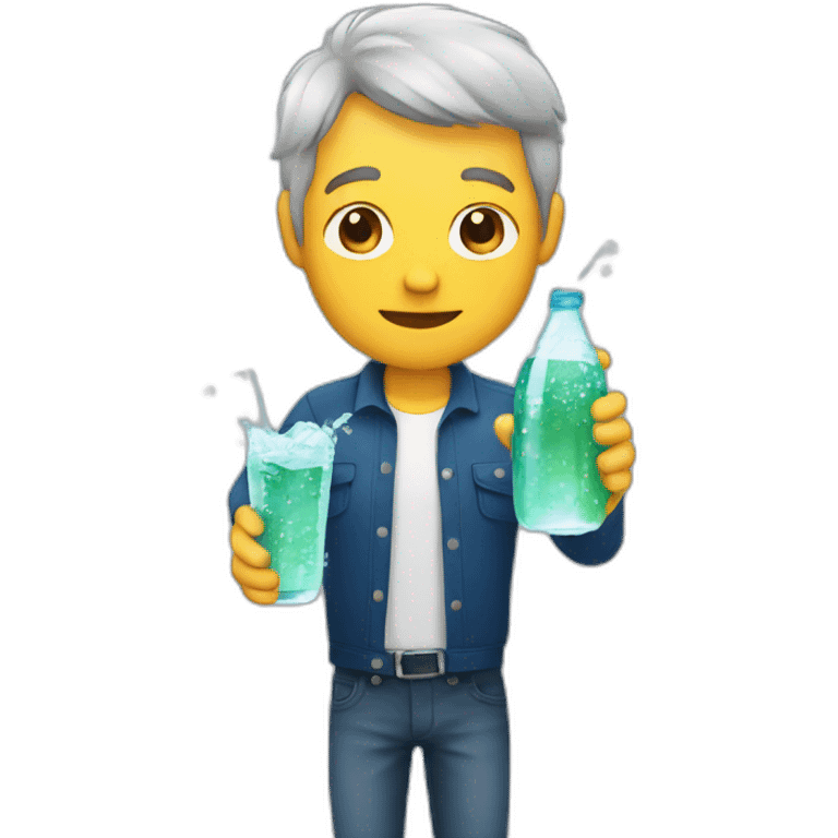 A man obsessed with sparkling water emoji