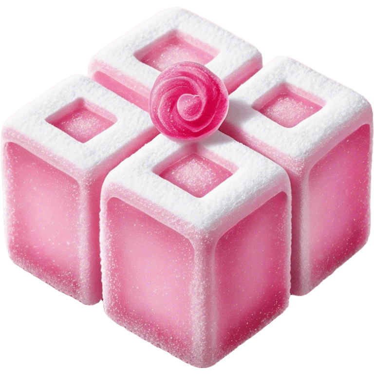 Turkish Delight Cinematic Realistic Turkish Delight Dessert Emoji, depicted as a single, delicate piece of Turkish delight dusted with powdered sugar, rendered with intricate textures and soft, inviting lighting. emoji